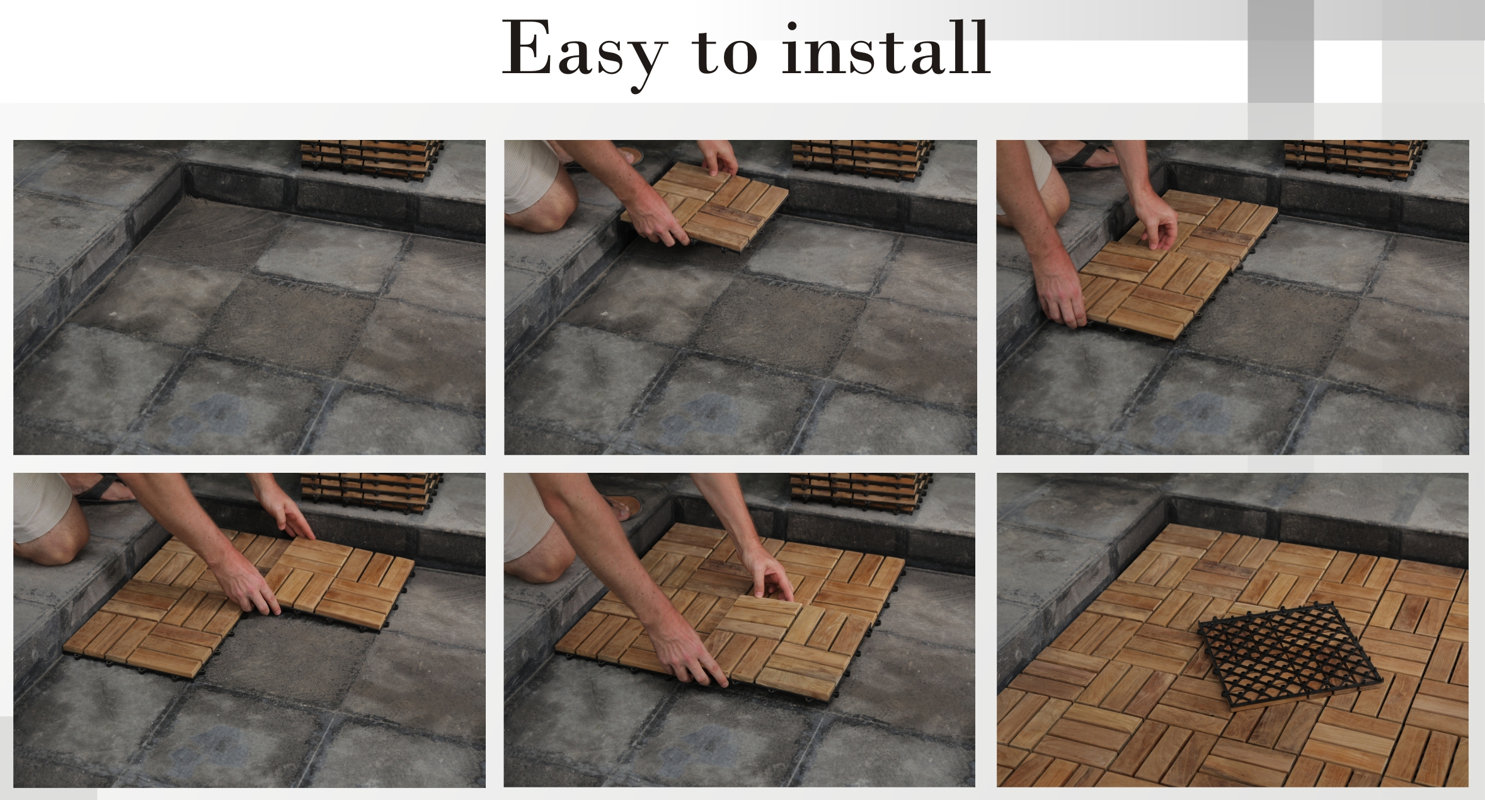 BareDecor EZFloor Interlocking 12" x 12" SnapIn Deck Tiles in Oiled
